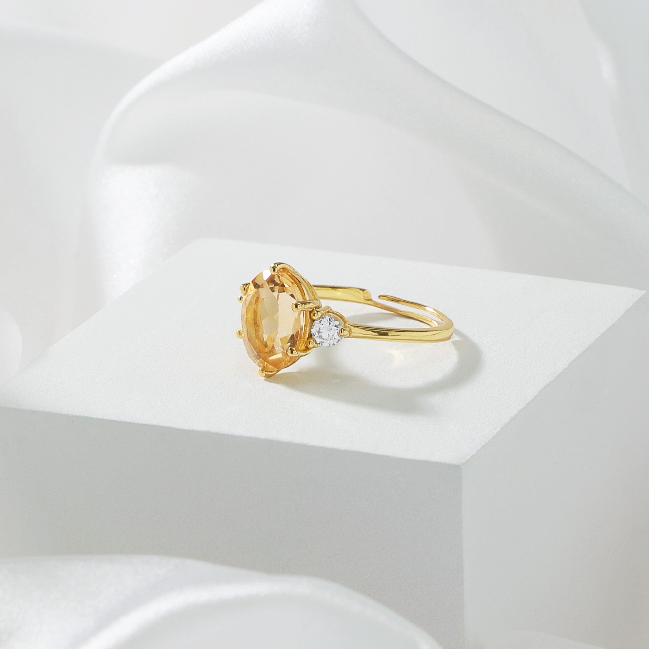 Bolivian Citrine Adjustable Ring For Female