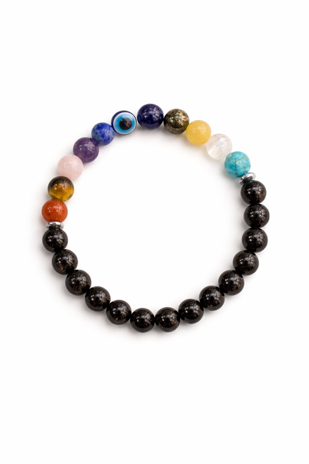11 Chakra Healing Bracelet with Black Goldstone