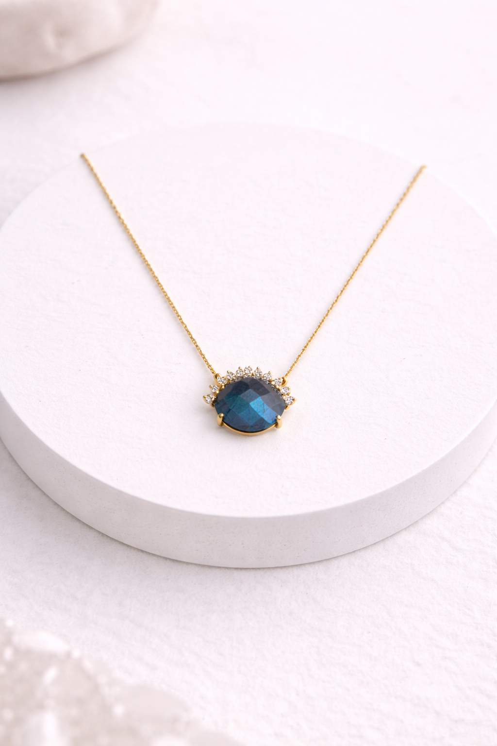 Gold Labradorite Necklace with Raw Crystal Energy