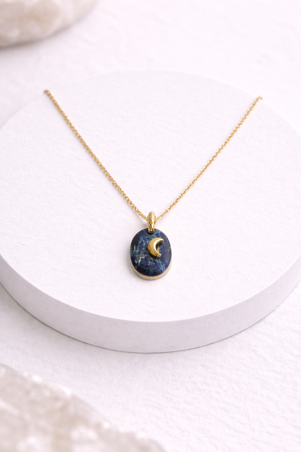 Handcrafted Sodalite Moon Pendant Necklace for Women
