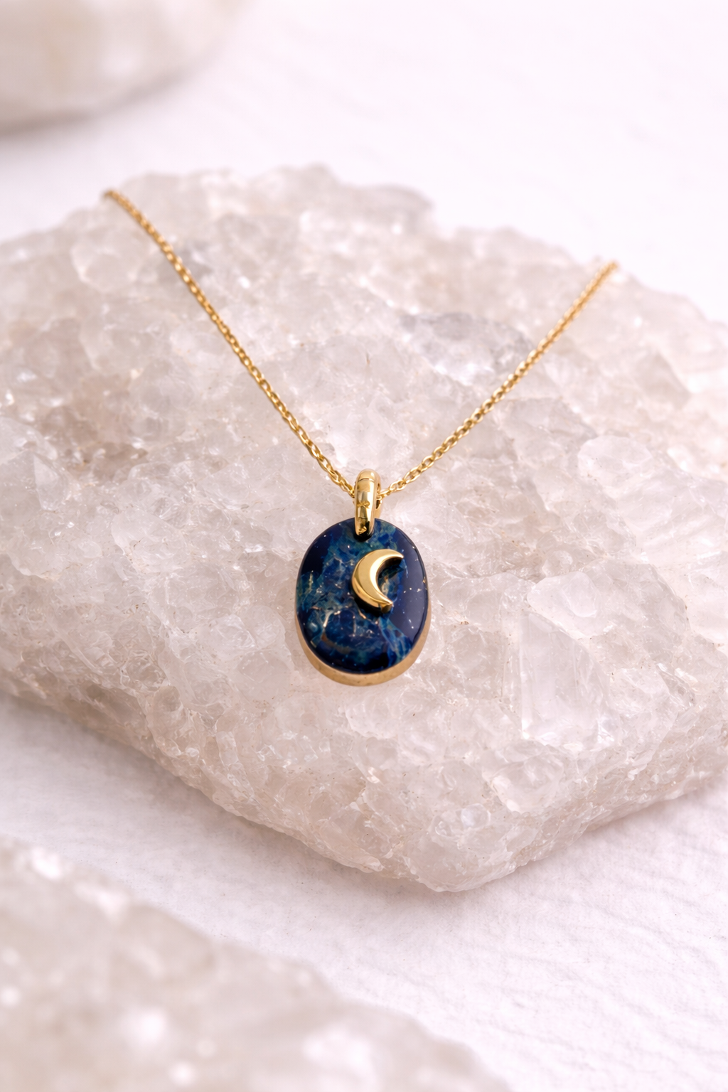 Handcrafted Sodalite Moon Pendant Necklace for Women
