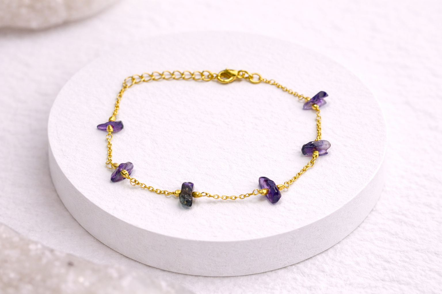 Amethyst Gold Chain Bracelet for Women