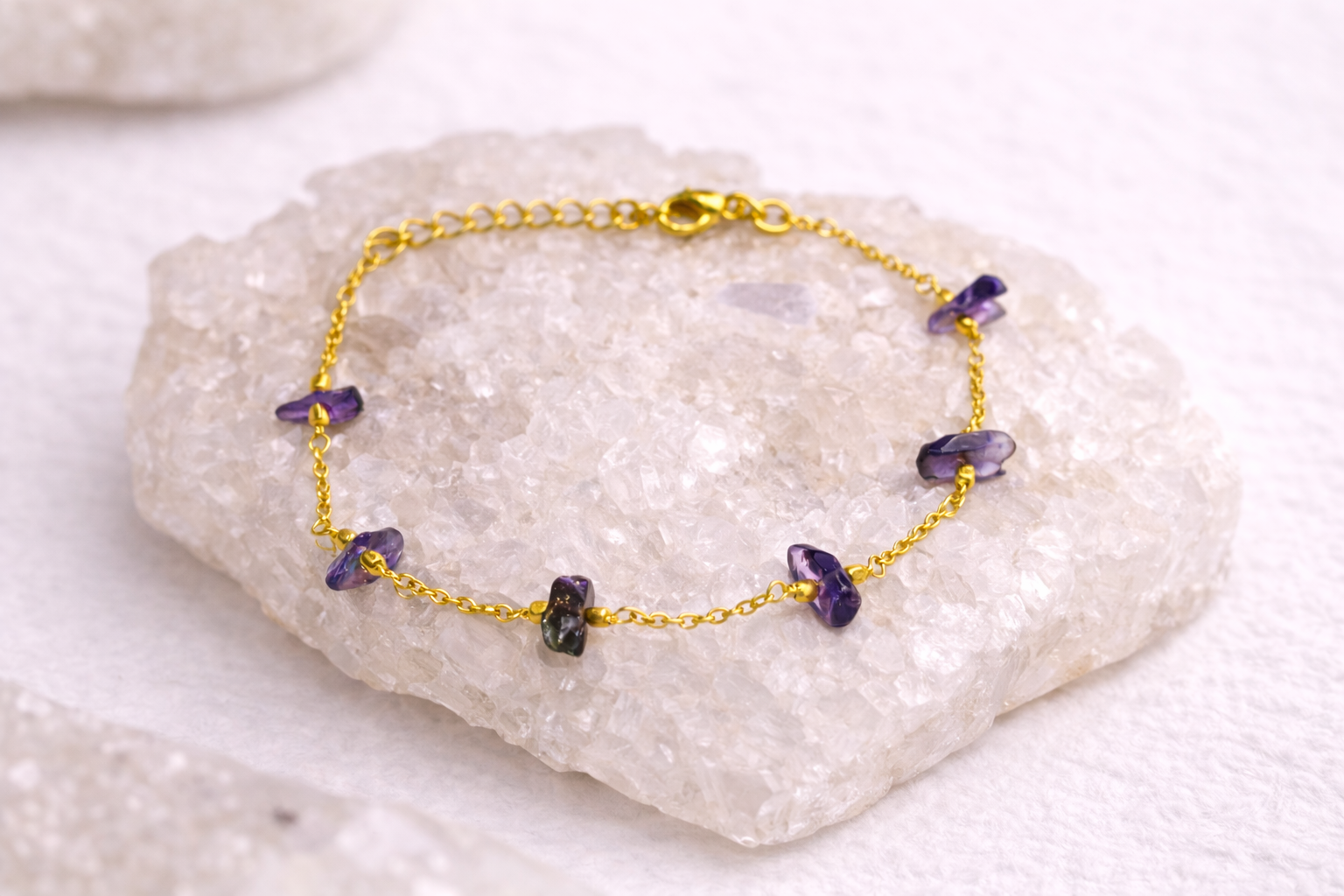 Amethyst Gold Chain Bracelet for Women