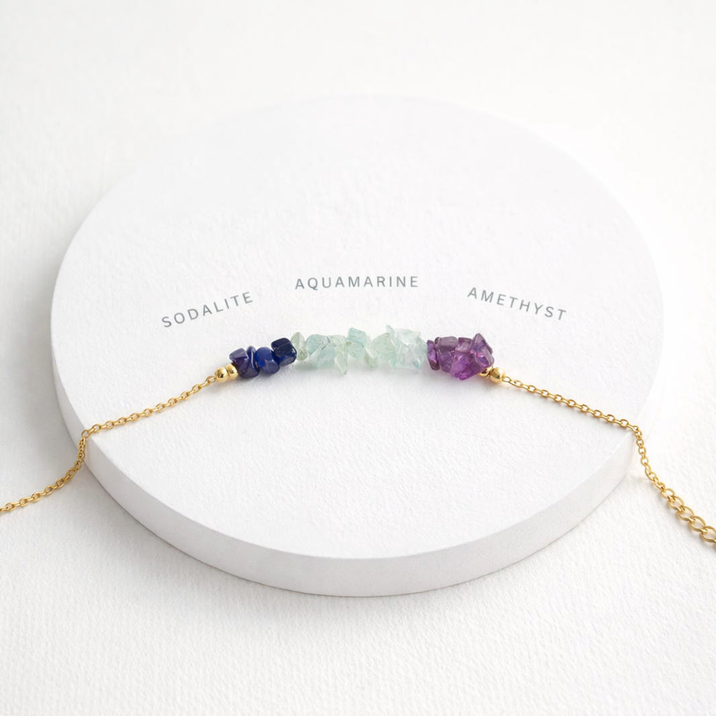 Handcrafted Raw Multi-Stone Gold Chain Bracelet