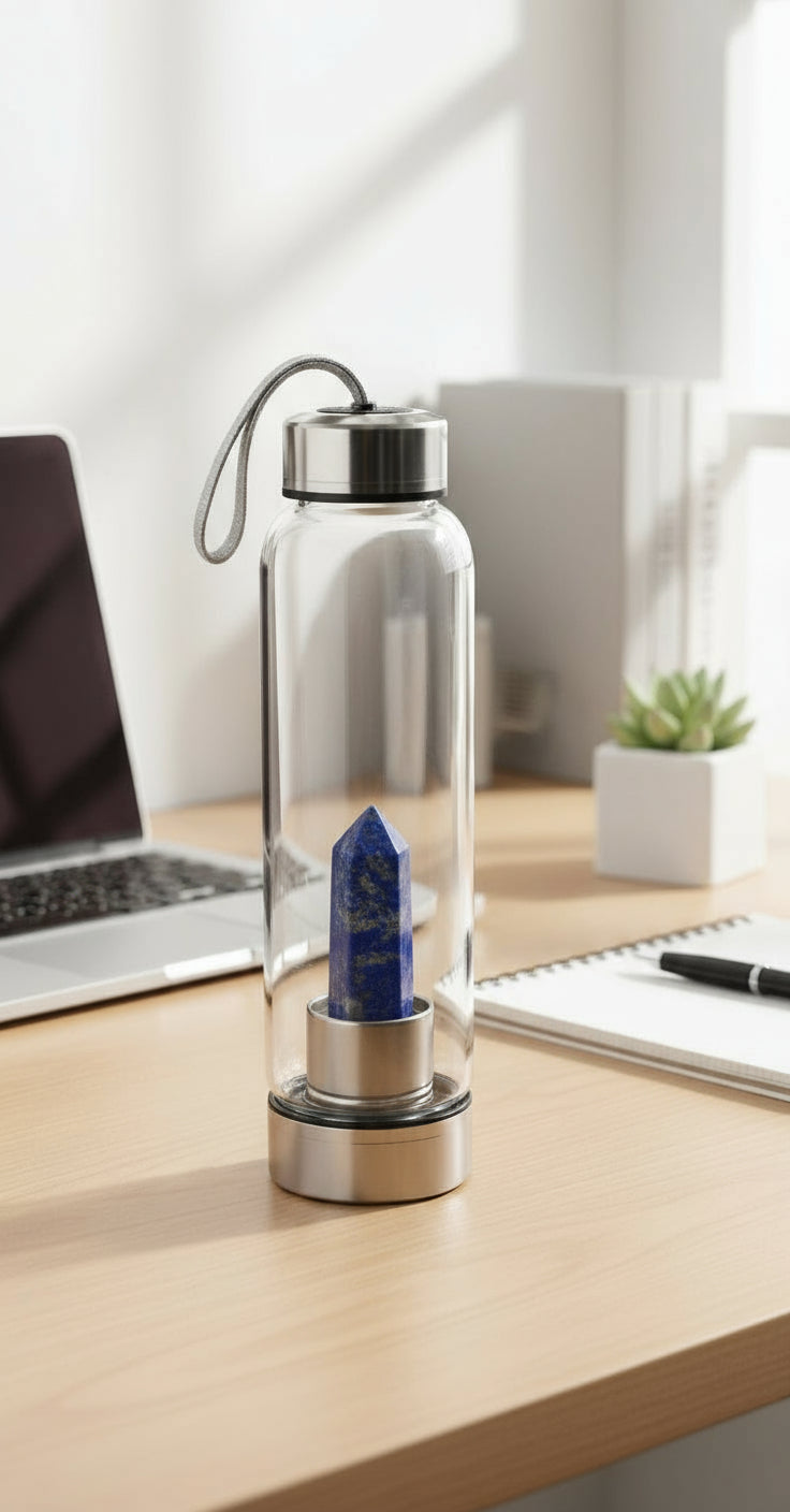 Lapis Lazuli Crystal Elixir Water Bottle – Energized Hydration for Mind, Body & Spirit