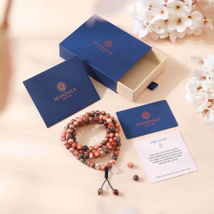 Mexican Fire Agate Mala
