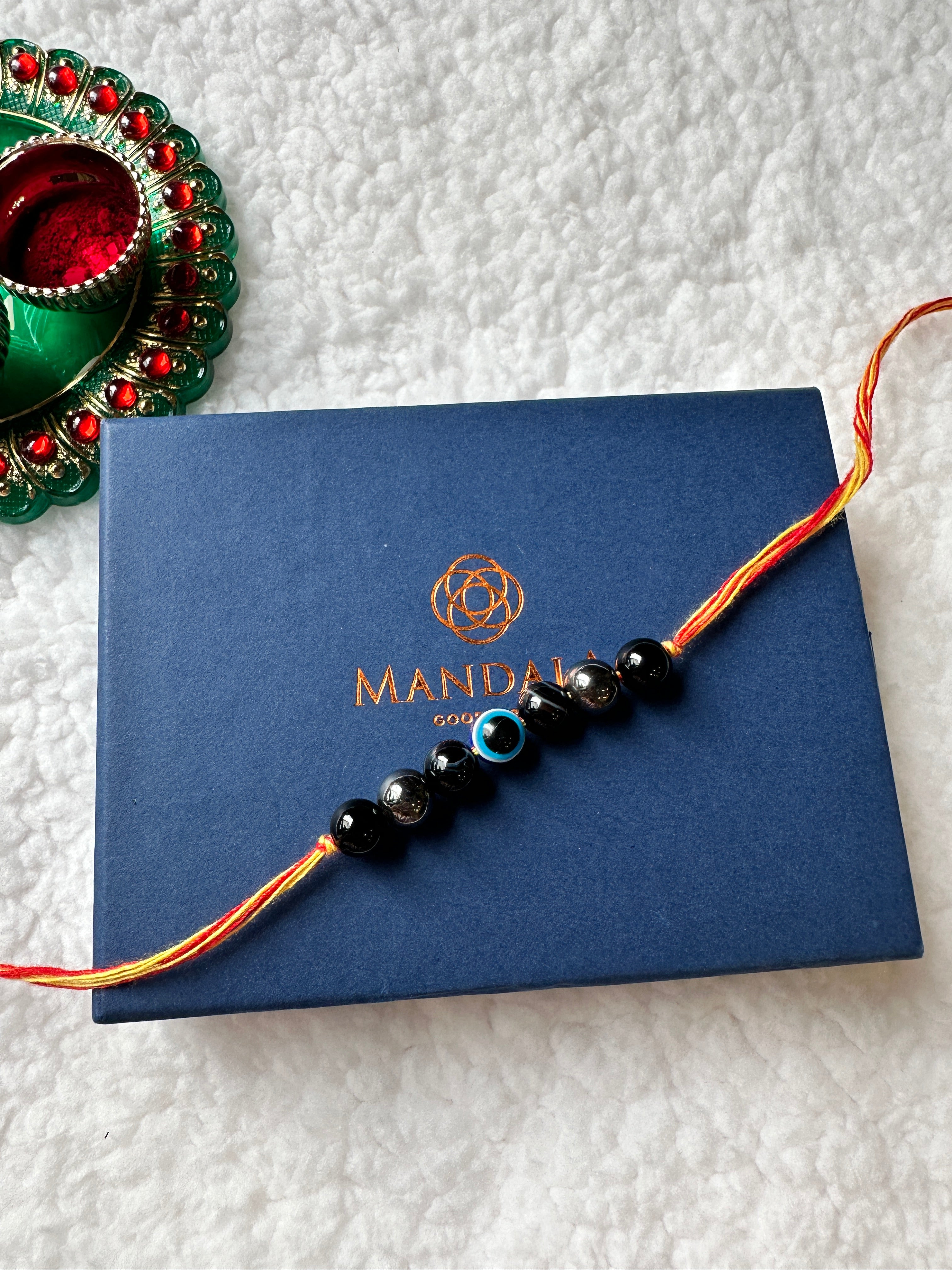 Protective Evil Eye Rakhi with Black Obsidian & Hematite