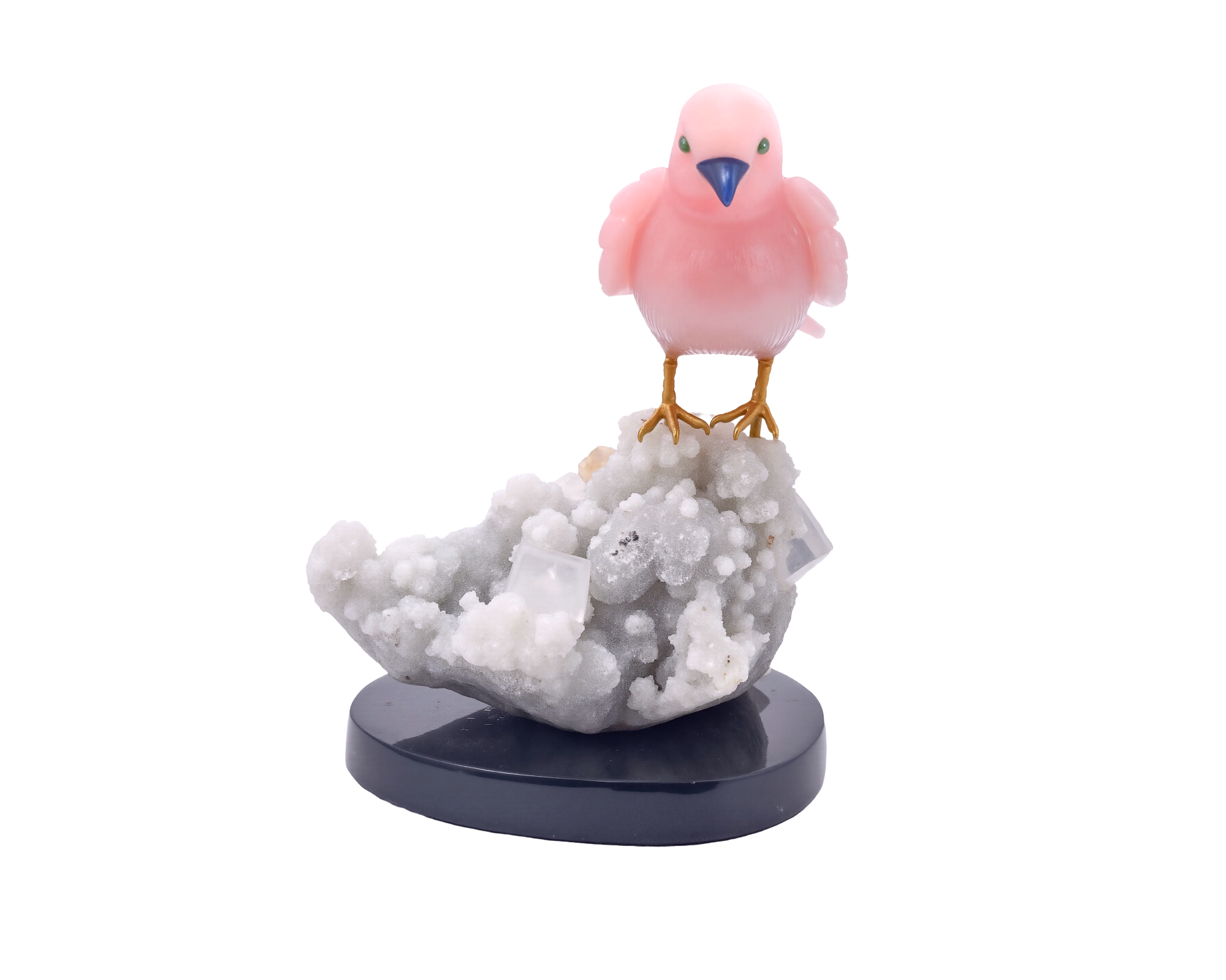 Rose Quartz Bird Figurine on Crystal Base