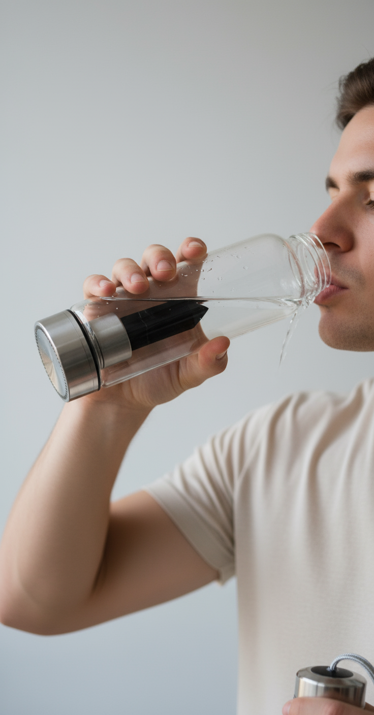 Black Obsidian Crystal Elixir Water Bottle – Infuse Your Hydration with Grounding Energy