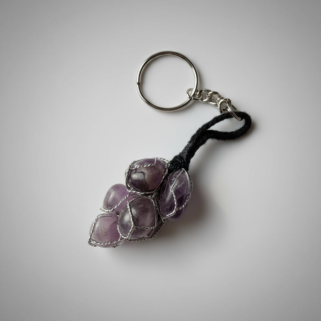 Mandala Amethyst Cluster Keychain