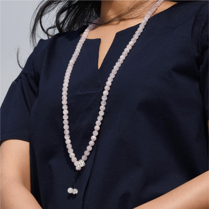 Madagascan Rose Quartz Mala Wavelength 450 THz