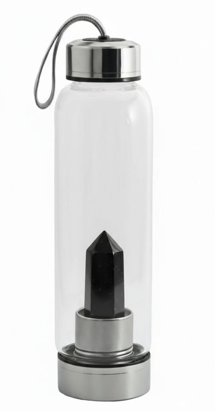 Black Obsidian Crystal Elixir Water Bottle – Infuse Your Hydration with Grounding Energy