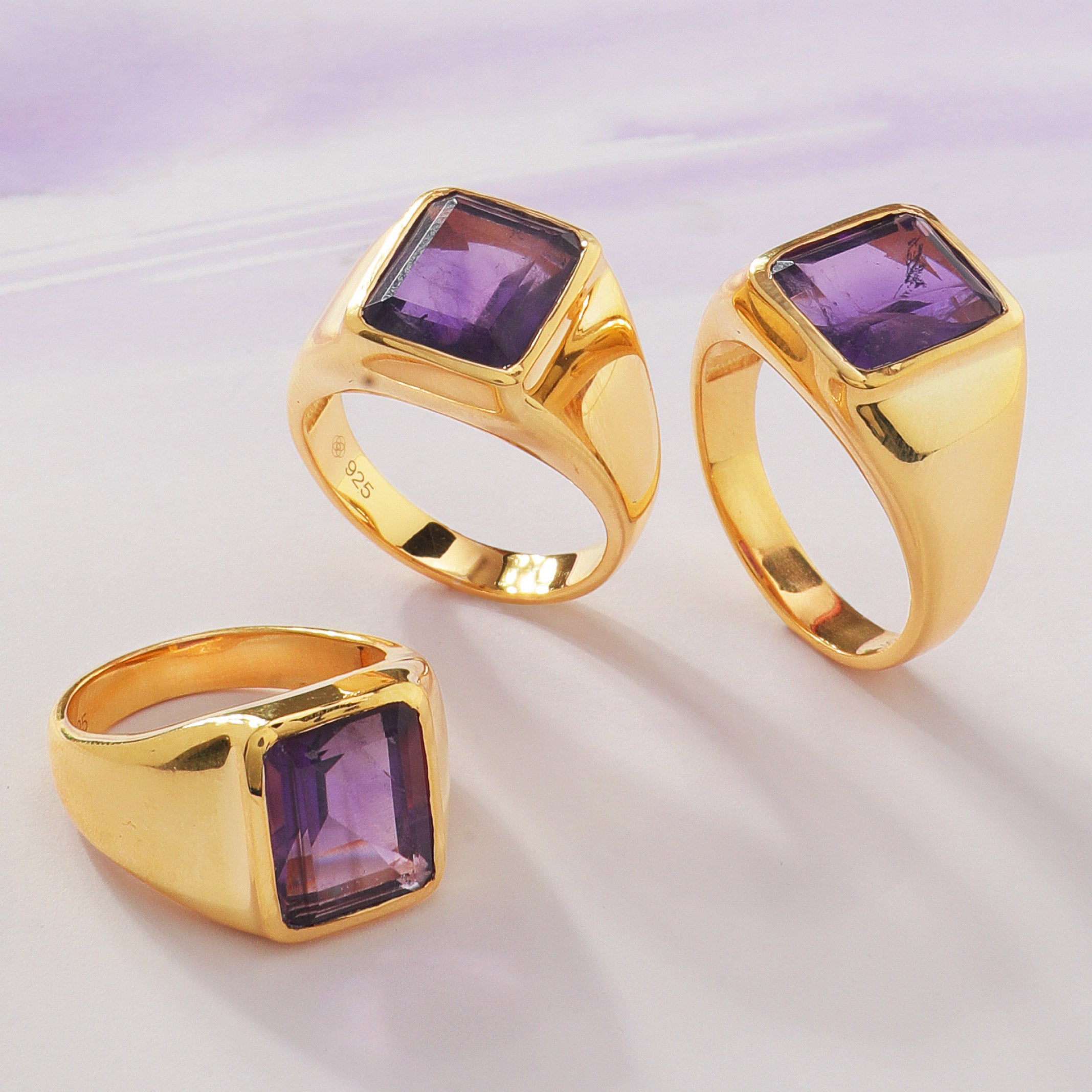 Brazilian Dark Amethyst Ring For Male Wavelength 730 THz