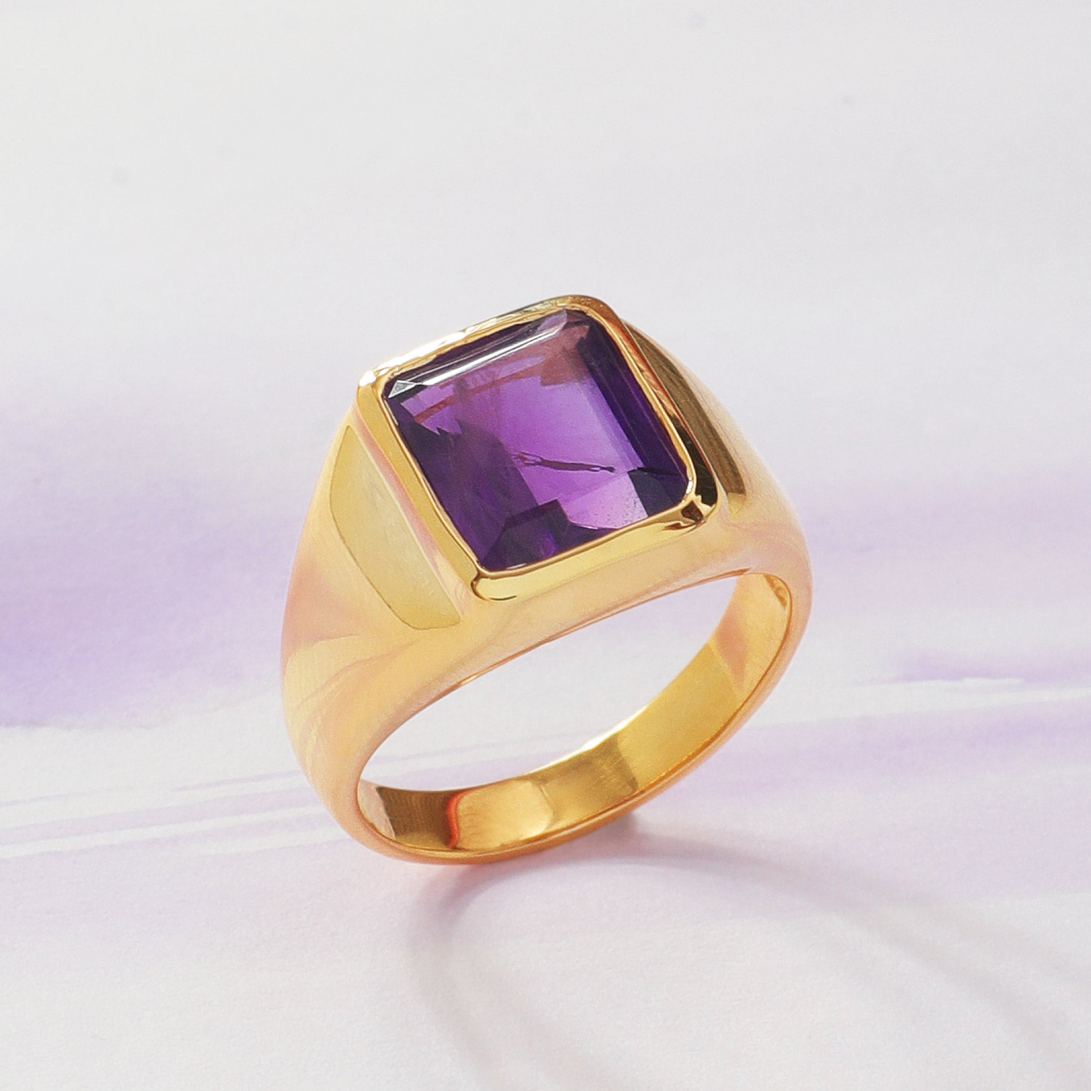 Brazilian Dark Amethyst Ring For Male Wavelength 730 THz