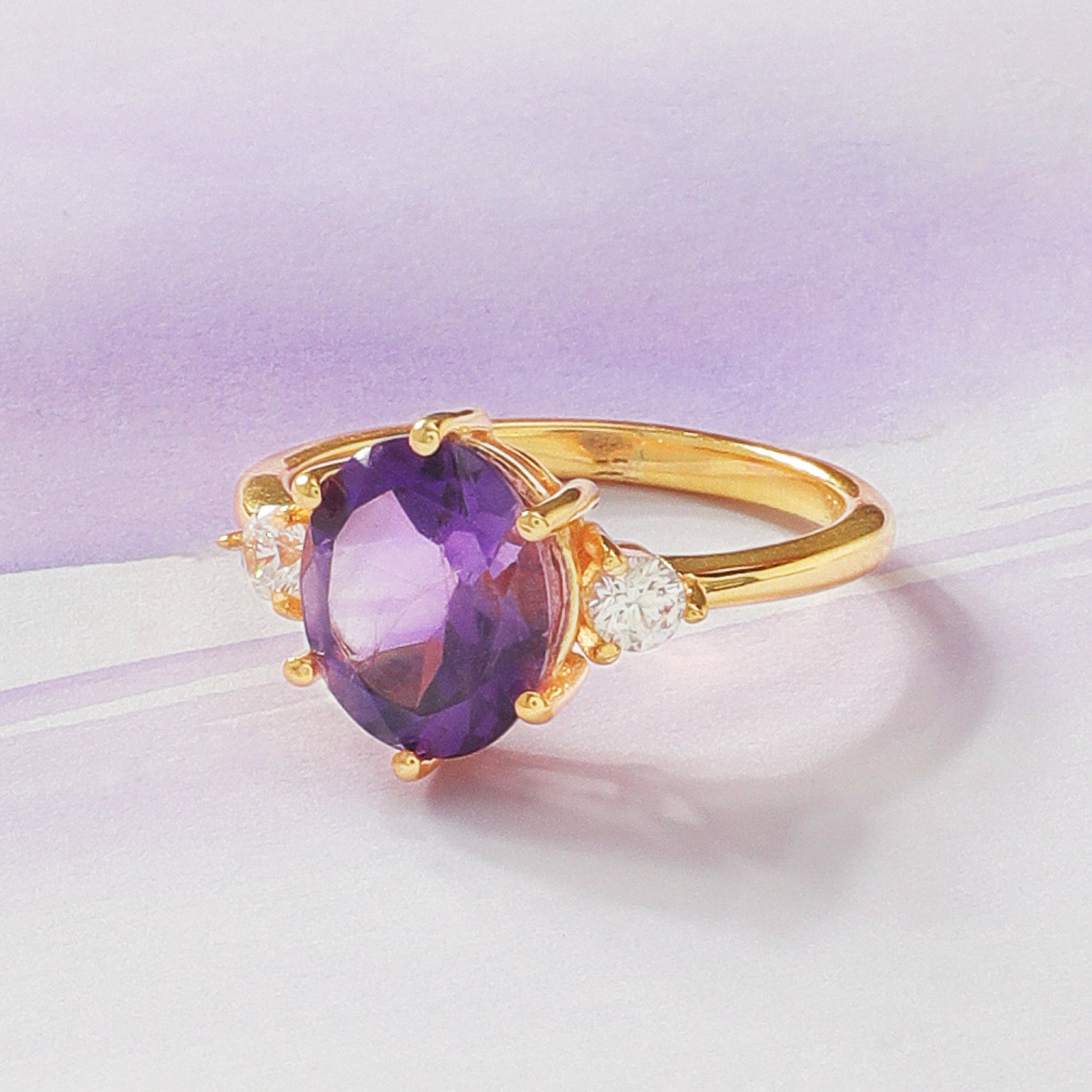 Brazilian Dark Amethyst Ring For Female Wavelength 730 THz