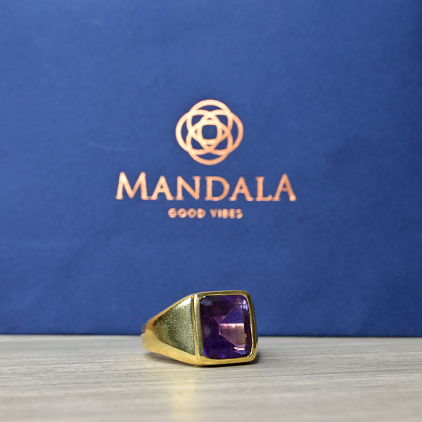 Brazilian Dark Amethyst Ring For Male Wavelength 32,876 KHZ