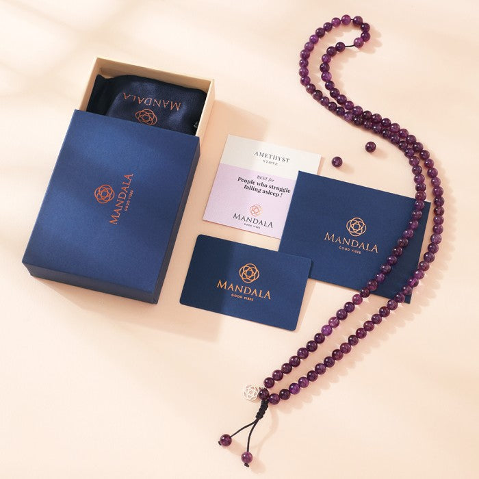 Brazilian Dark Amethyst Mala Wavelength 32,876 KHZ