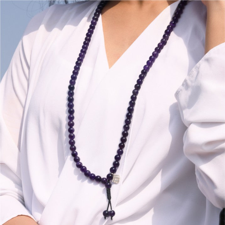 Brazilian Dark Amethyst Mala Wavelength 32,876 KHZ