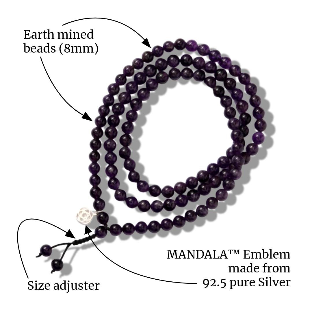 Brazilian Dark Amethyst Mala Wavelength 32,876 KHZ