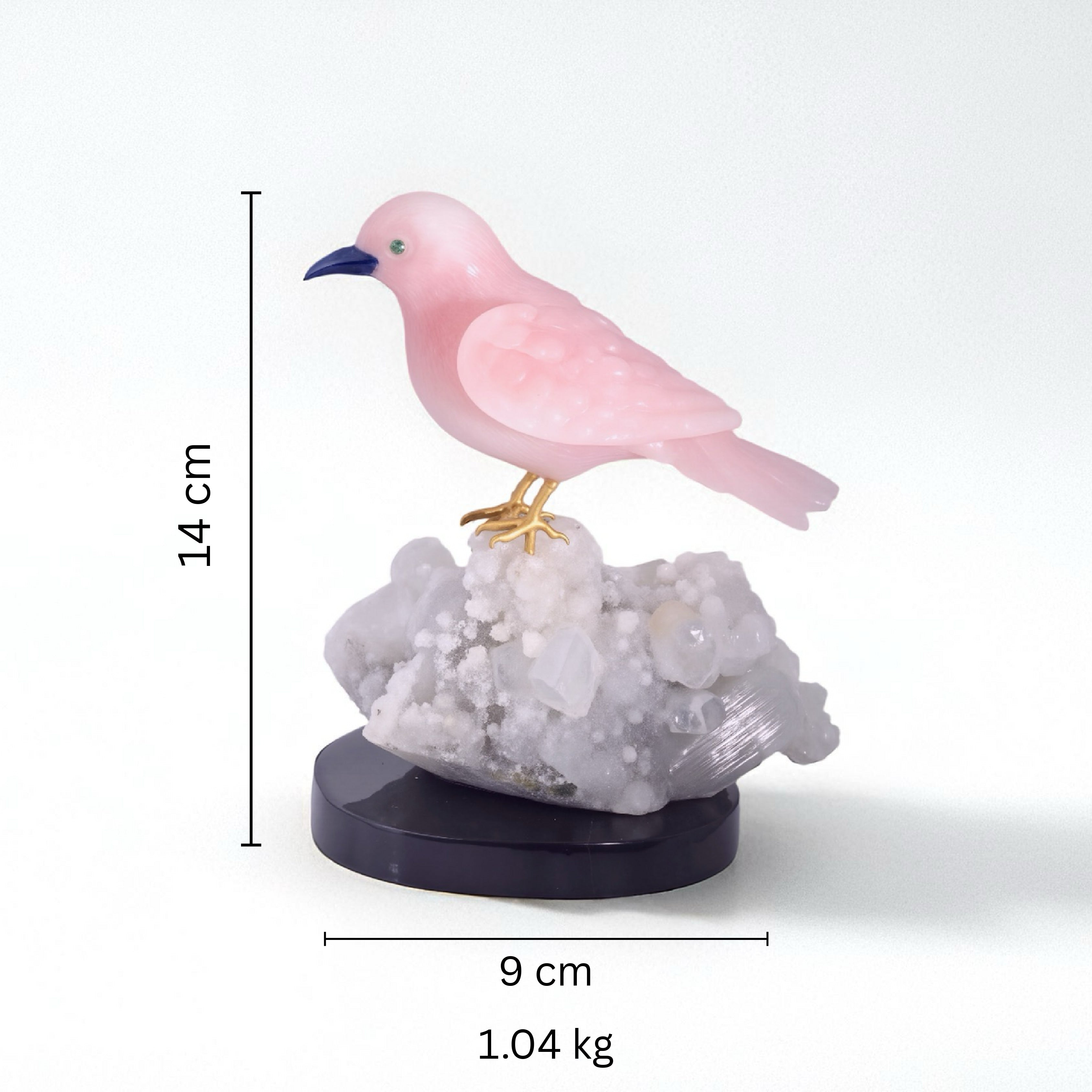 Rose Quartz Bird Figurine on Crystal Base