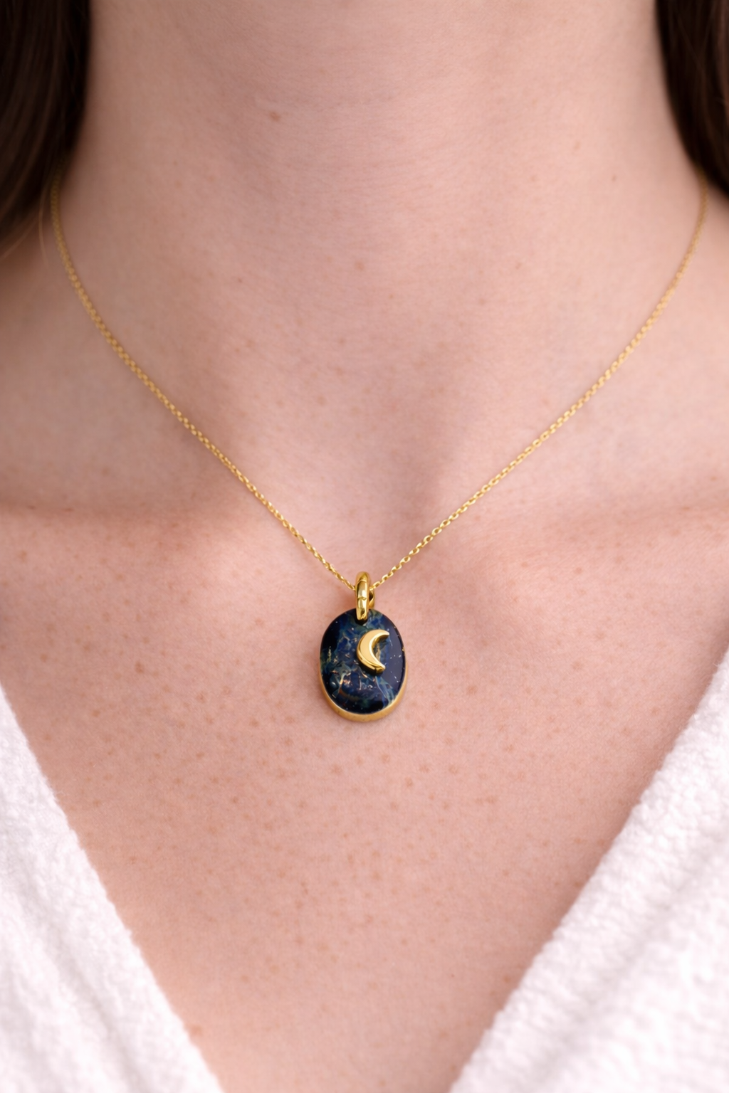 Handcrafted Sodalite Moon Pendant Necklace for Women
