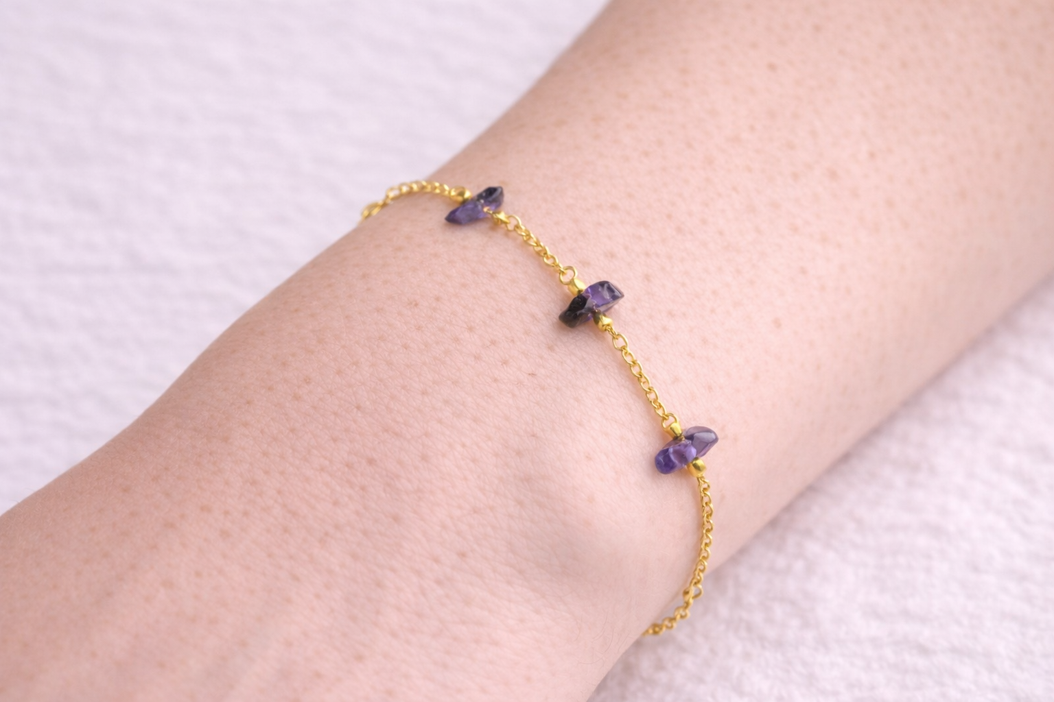 Amethyst Gold Chain Bracelet for Women