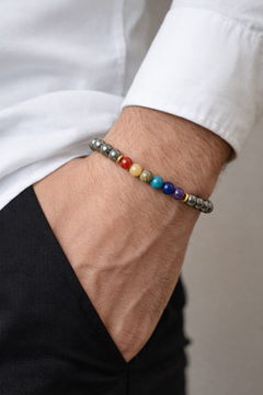 Money Magnet Pyrite 7 Chakra Bracelet