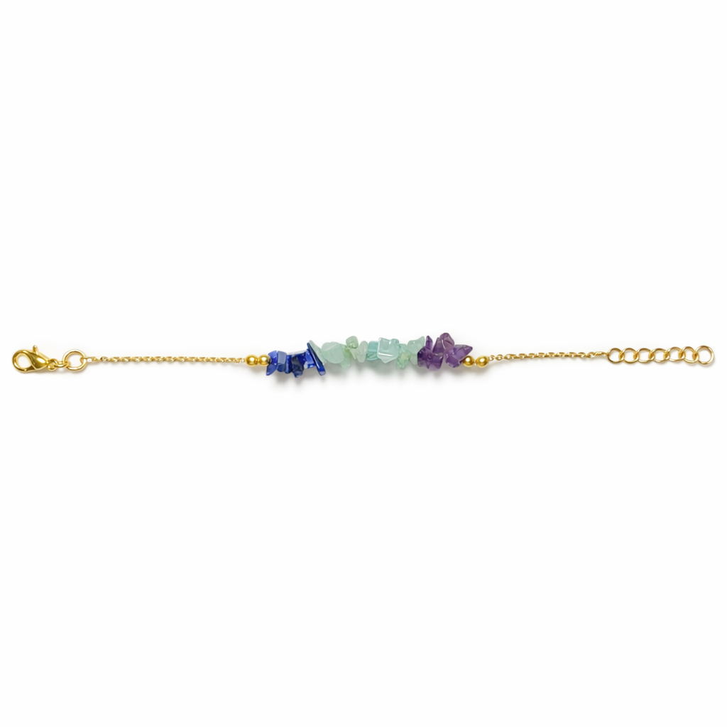 Handcrafted Raw Multi-Stone Gold Chain Bracelet