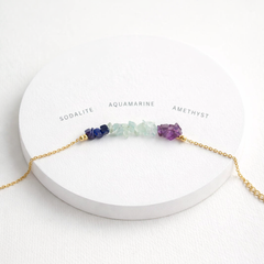 Handcrafted Raw Multi-Stone Gold Chain Bracelet