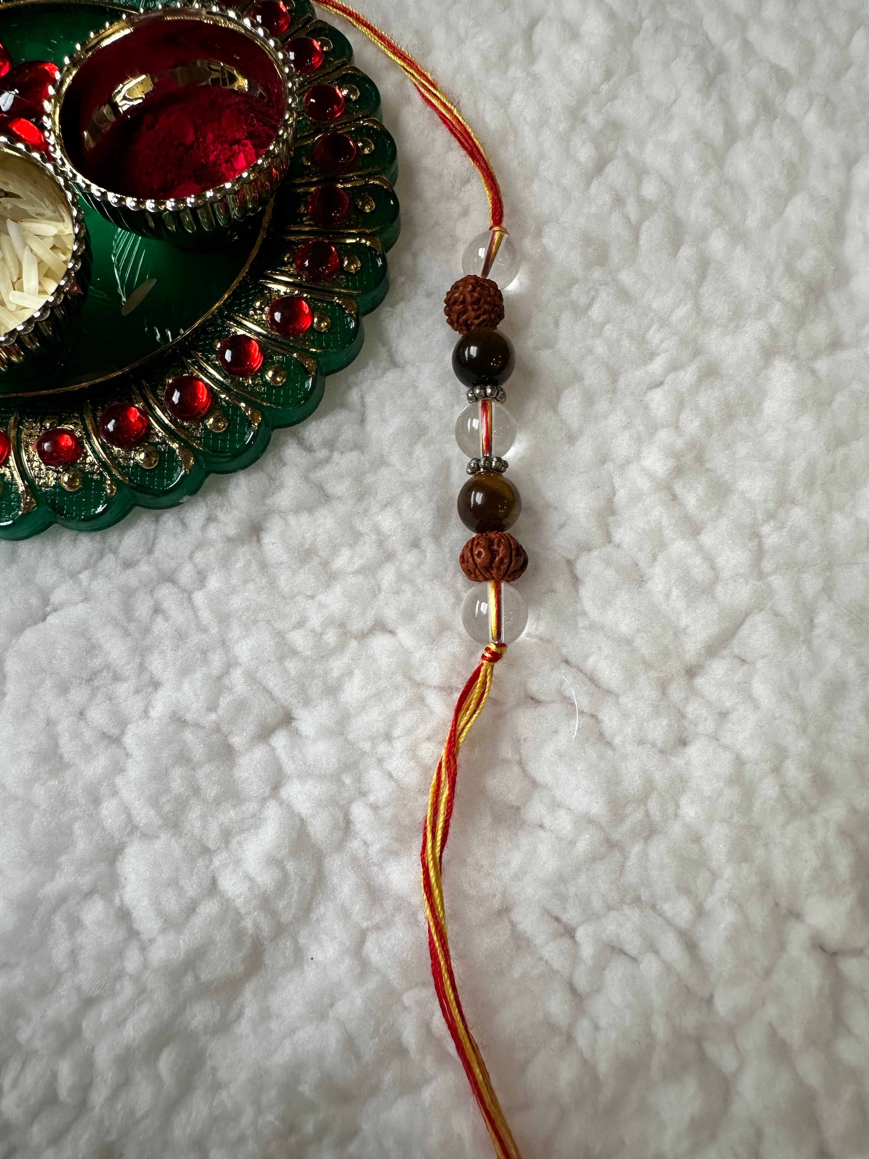 Divine Harmony Rakhi with Tiger Eye & Quartz