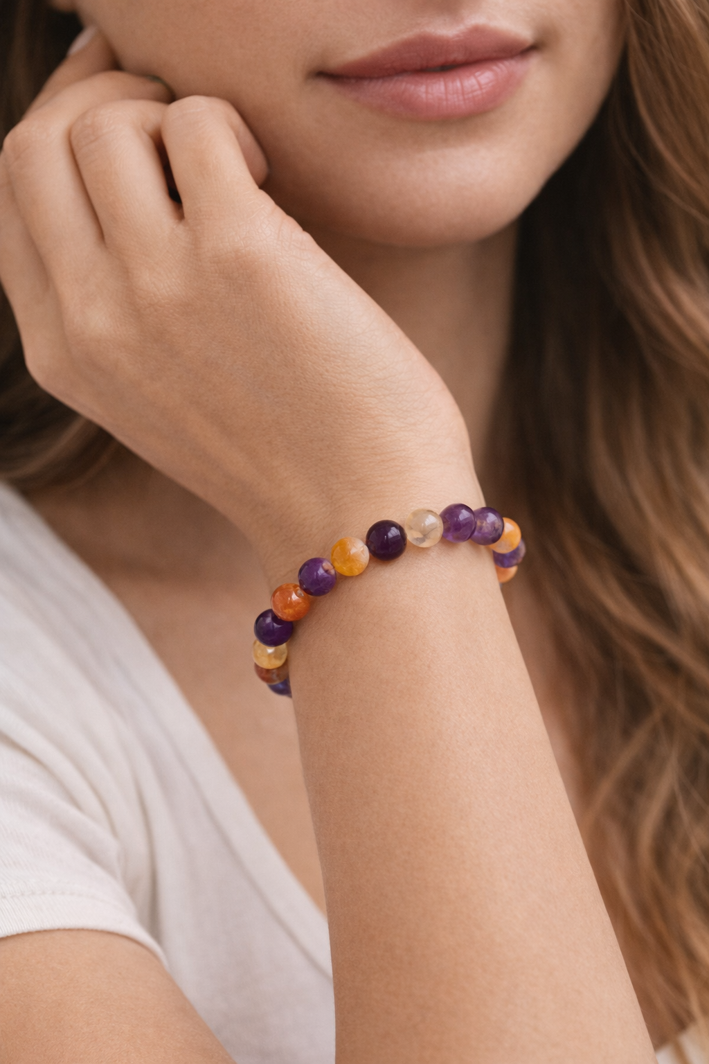 Anti-Stress Amethyst & Citrine Crystal Bracelet