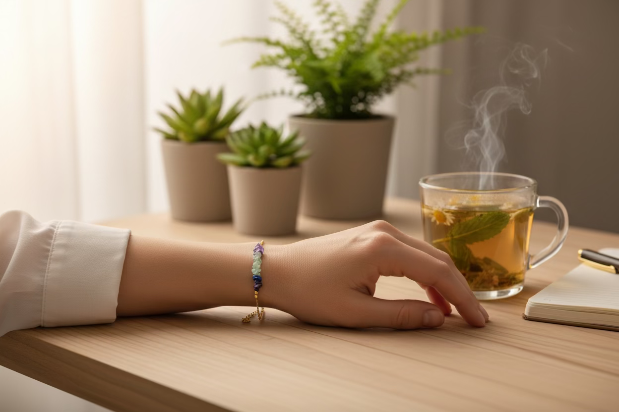 Handcrafted Raw Multi-Stone Gold Chain Bracelet