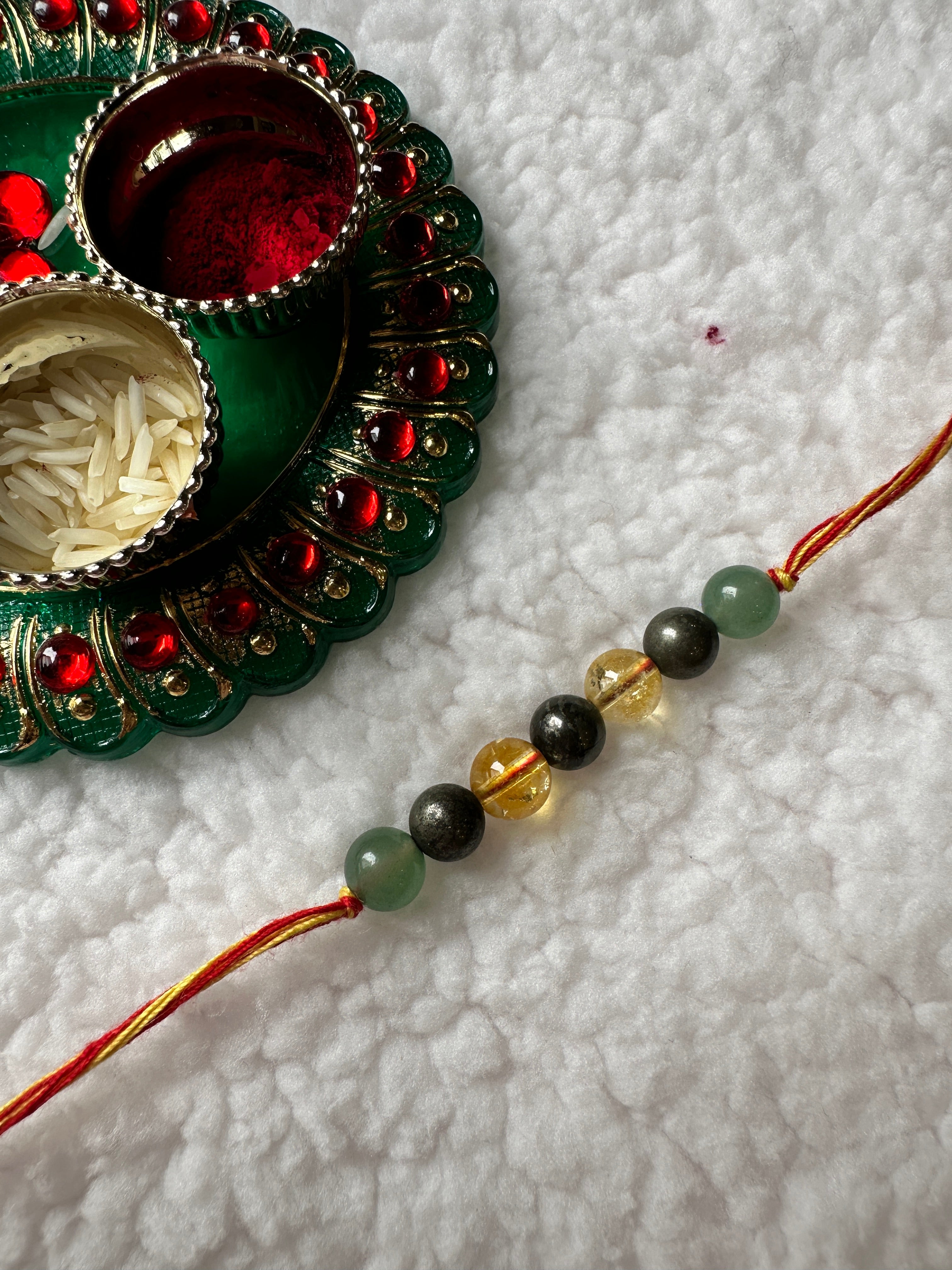 Healing Crystal Rakhi – Citrine, Pyrite & Aventurine