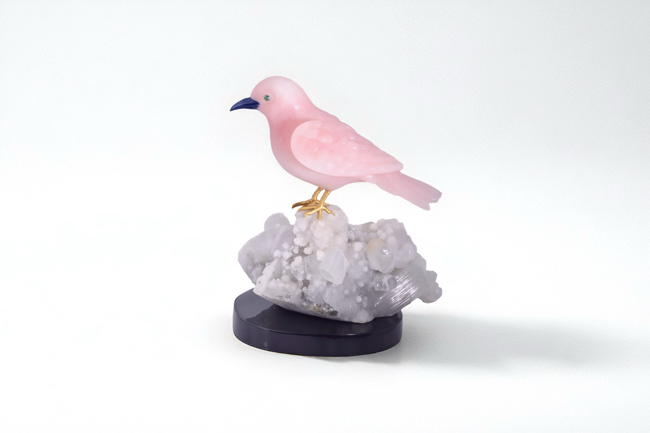 Rose Quartz Bird Figurine on Crystal Base
