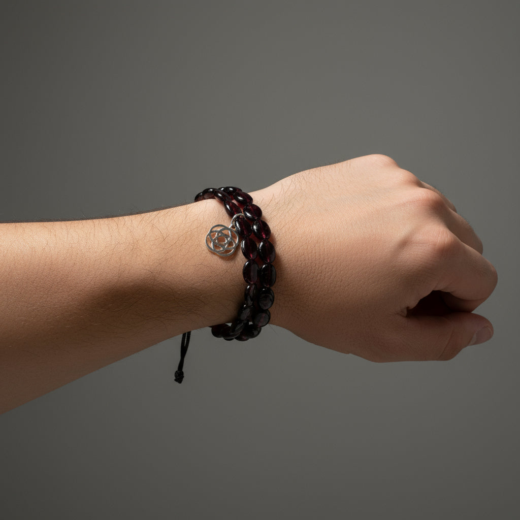 Mandala Deep Garnet Energy Bracelet