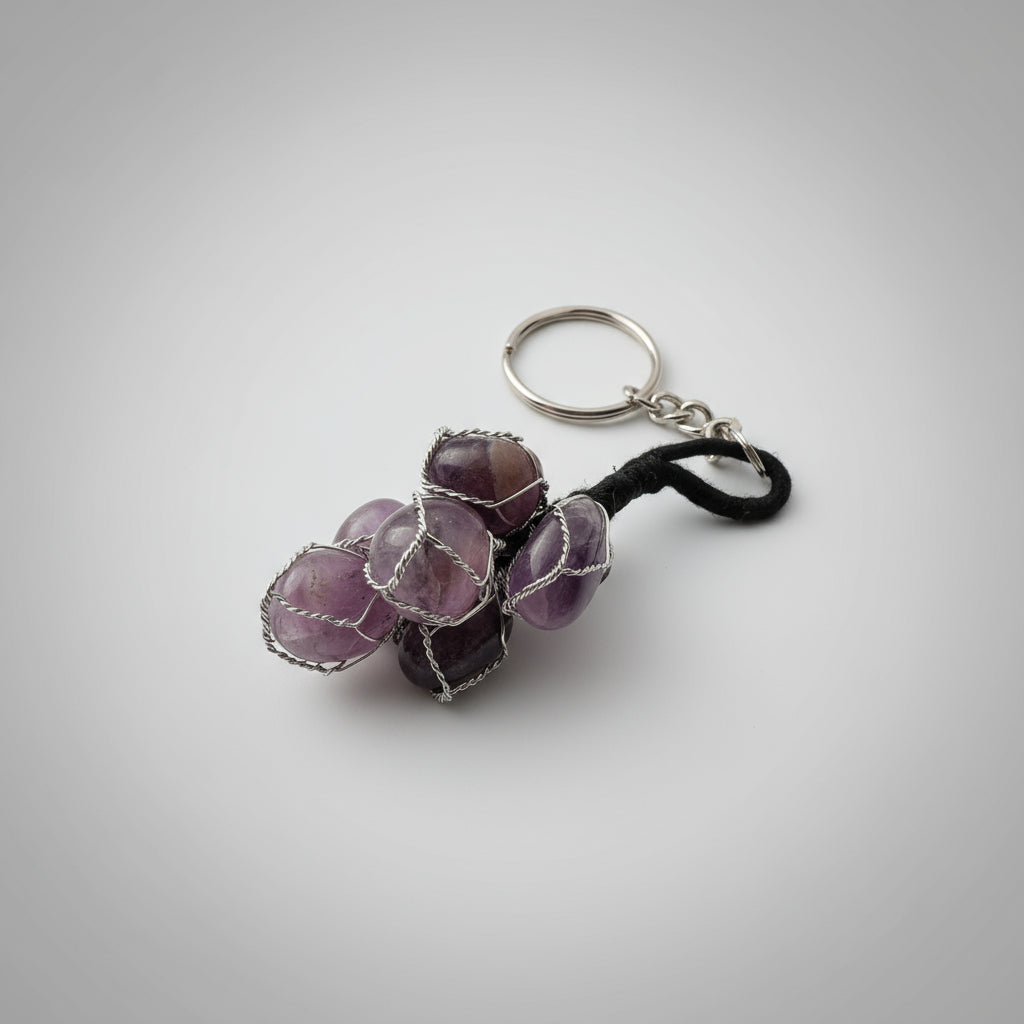 Mandala Amethyst Cluster Keychain