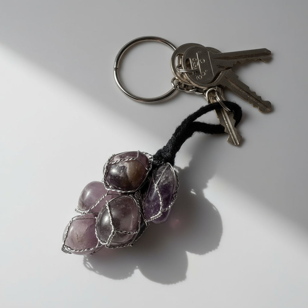 Mandala Amethyst Cluster Keychain