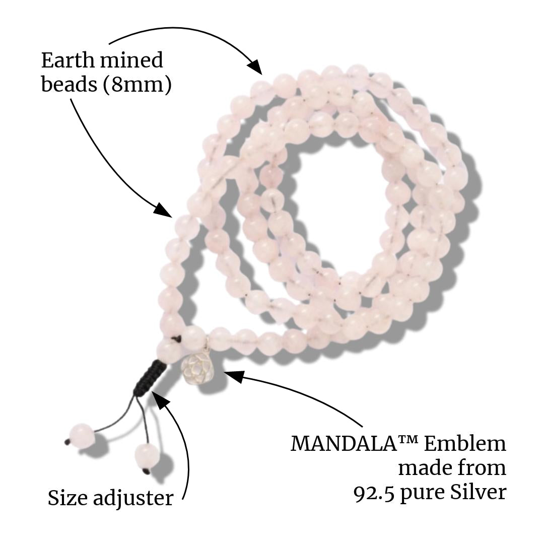 Madagascan Rose Quartz Mala Wavelength 300 Hz