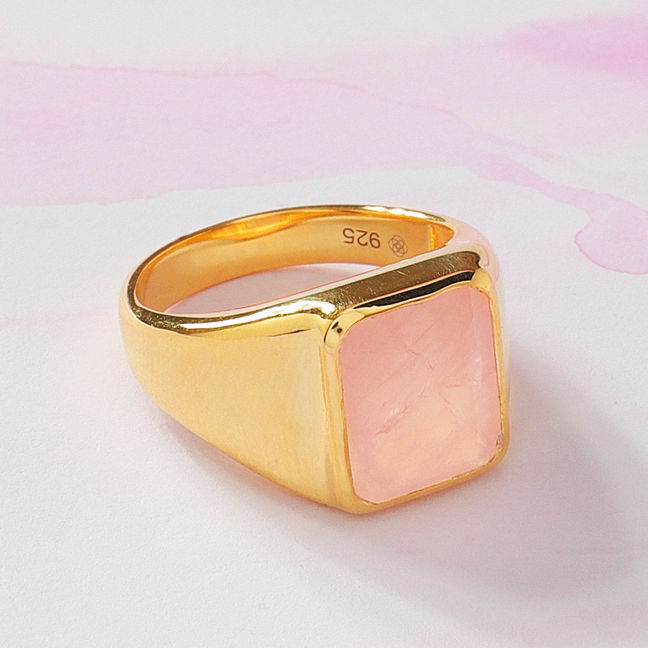 Madagascan Rose Quartz Ring For Male Wavelength 300 Hz