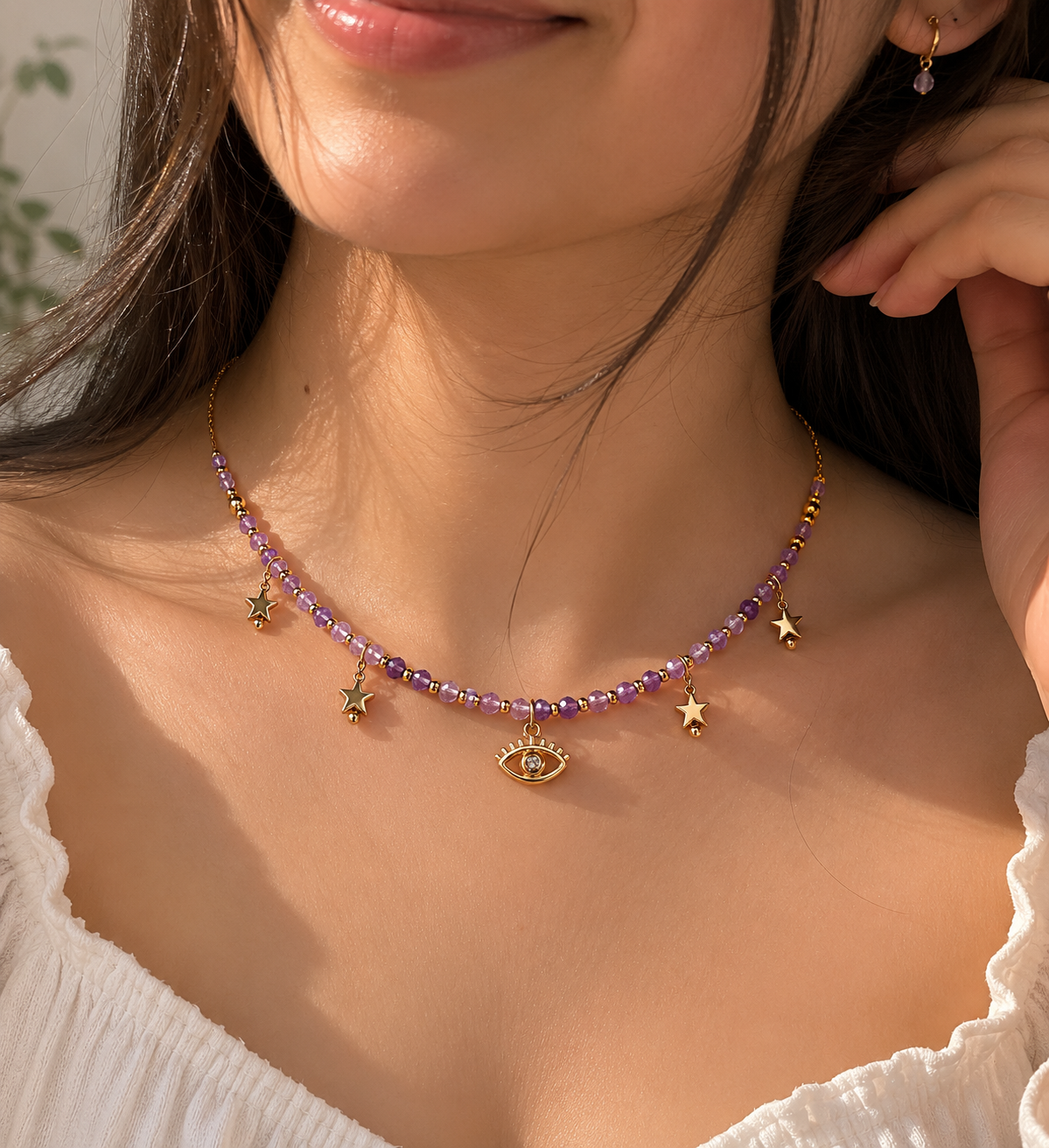 Luna Amethyst Charm Necklace