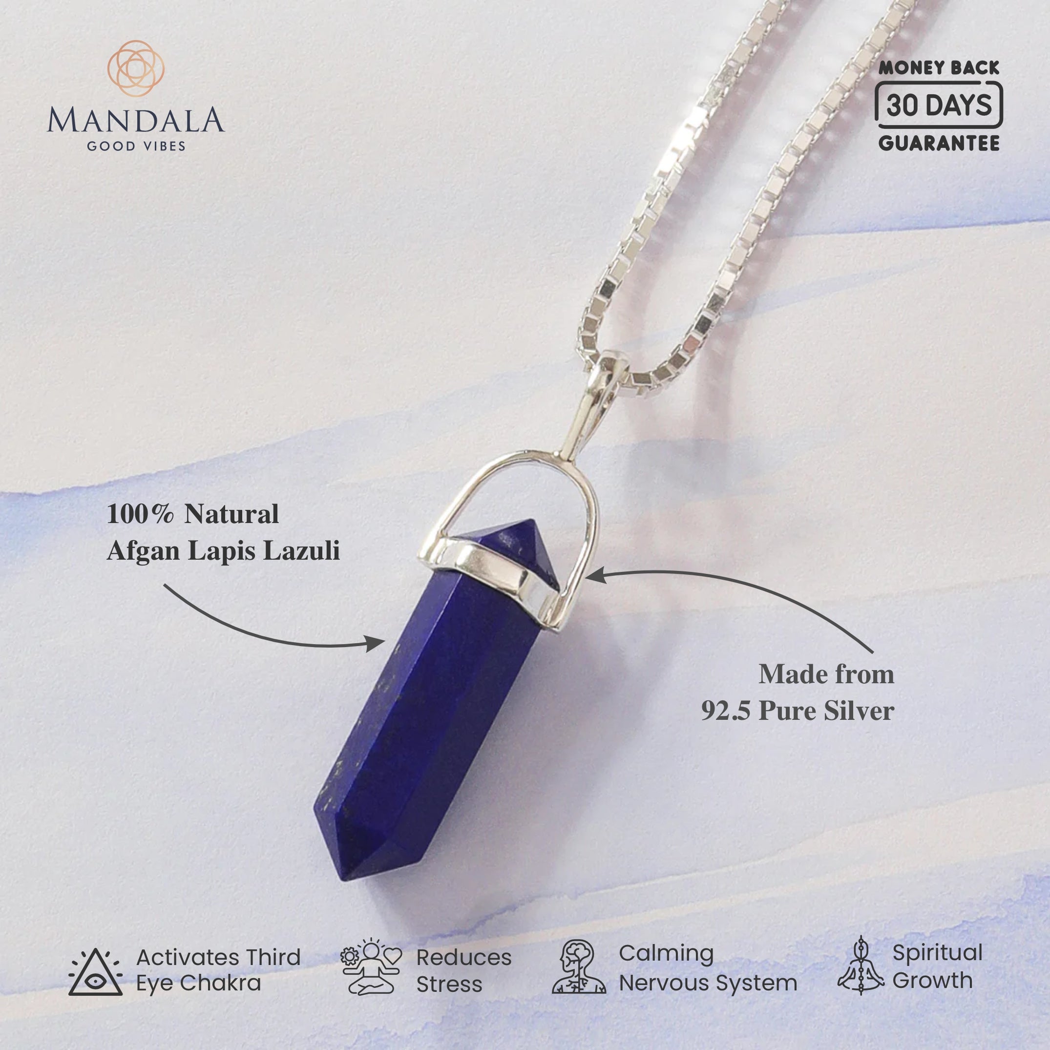 Afgan Lapis Lazuli Pendant Wavelength 852 Hz