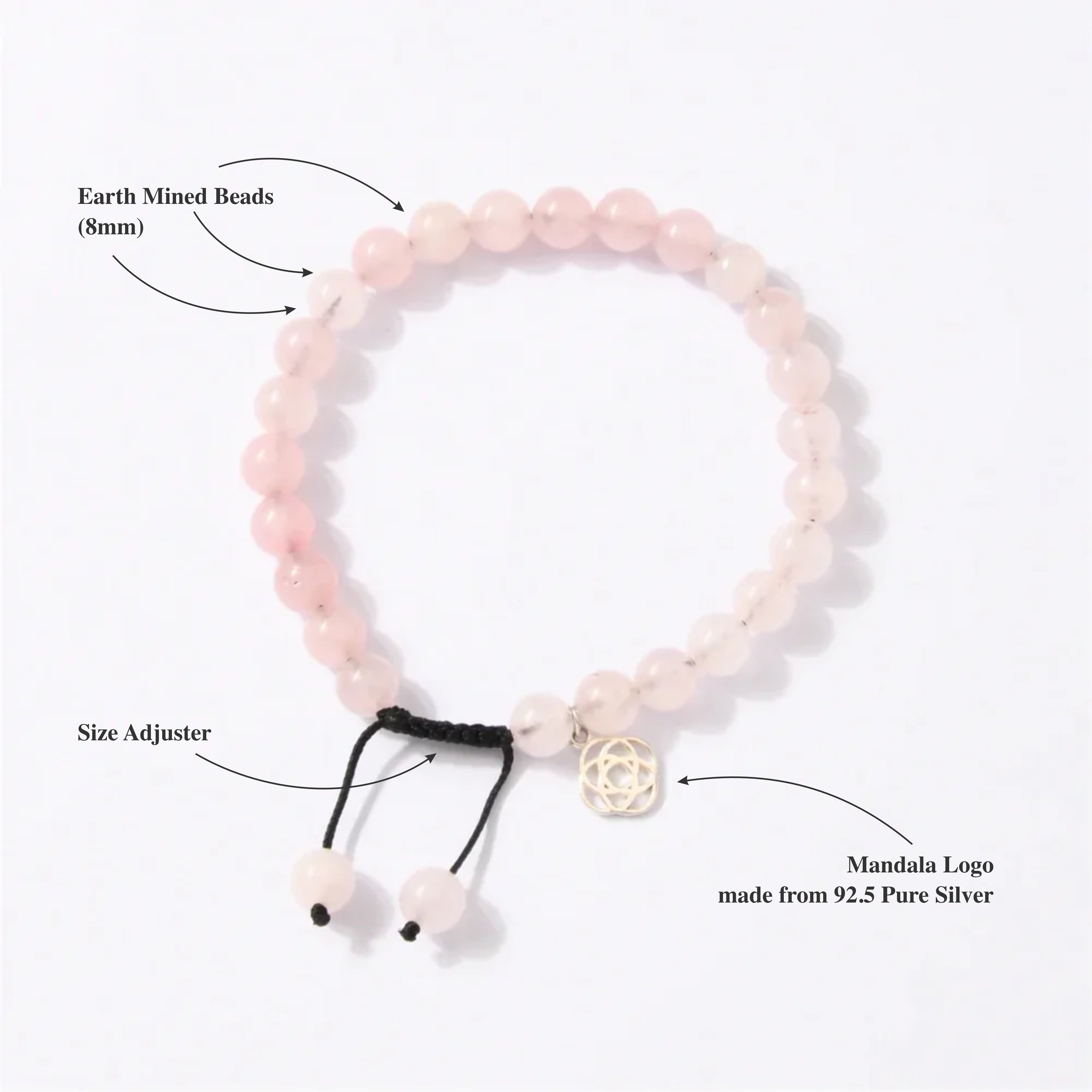 Madagascan Rose Quartz Bracelet Wavelength 300 Hz